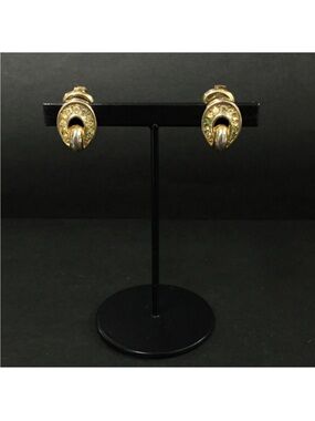 Christian Dior Gold-Tone Hoop Accent Clip-On Earrings with CZ Stones